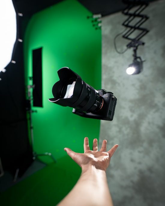 Kamera green screen -studiossa
